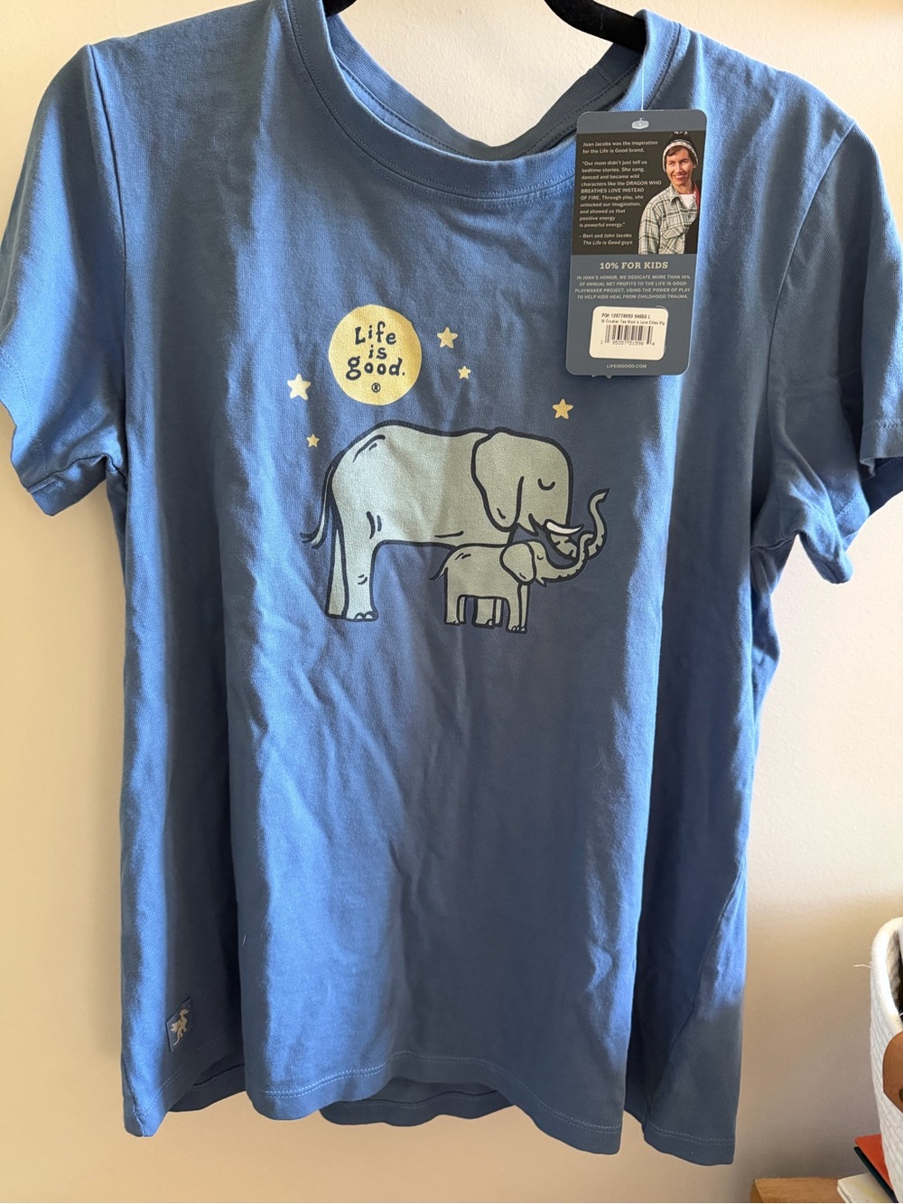 Life Is Good Blue Elephant & Calf Graphic Tee